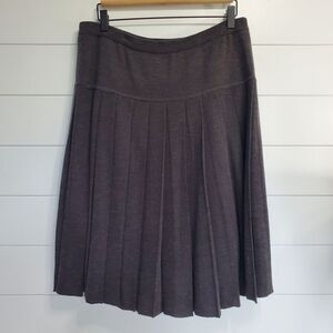 Talbots Womens Pleated Wool Blend Skirt Size L Brown Academia Tennis Prep Office